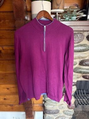 Tommy Bahama Cashmere Blend Men’s Large Purple Blue QuarterZip Pull Over Sweater